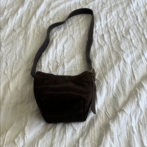 Mini Brown Suede Bucket Bag